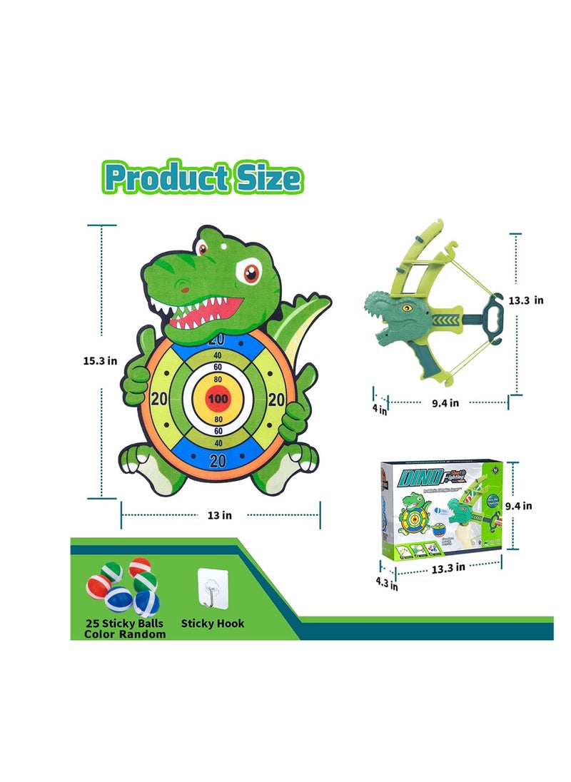MIXDE - Target Shooting Games Kids Toys, Dinosaur Safe Shooting Target with 5 Sticky Balls, 1 Dinosaur Toy Bow and Arrow, Safe Indoor Outdoor Game for Age 4 5 6 7 8 Boys Girls Gift - Image 1