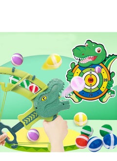 Target Shooting Games Kids Toys, Dinosaur Safe Shooting Target with 5 Sticky Balls, 1 Dinosaur Toy Bow and Arrow, Safe Indoor Outdoor Game for Age 4 5 6 7 8 Boys Girls Gift