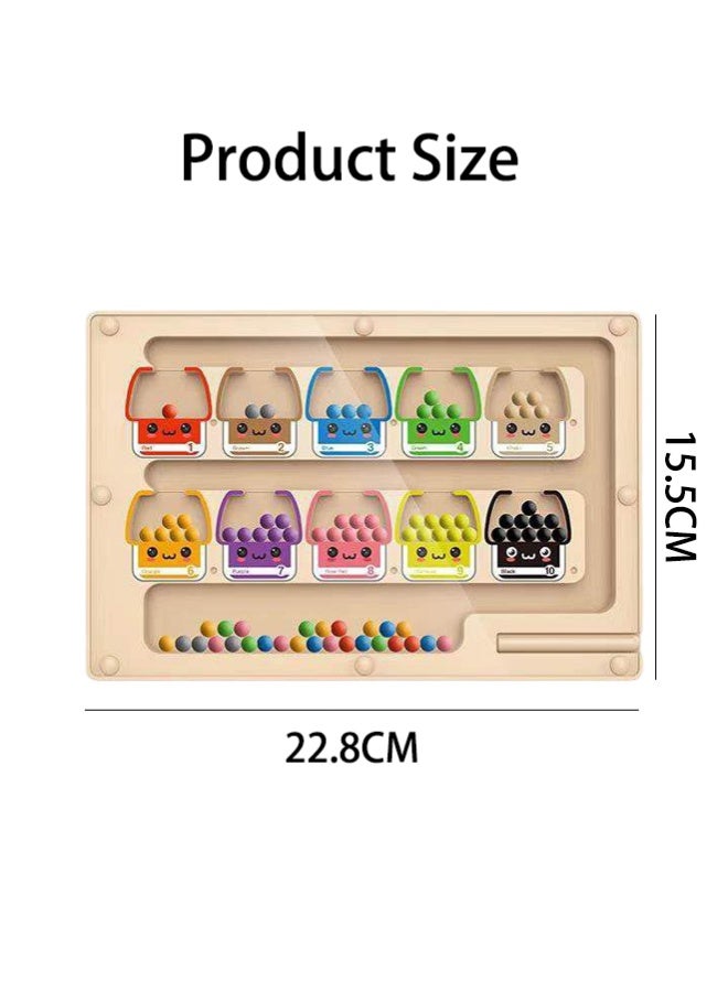 Maze Toy,Magnetic Color and Number Maze Wooden Sorting and Counting Board Matching Toys Magnet Puzzle Game Fine Motor Skills Learning Wooden Toys, Magnetic Color and Number Matching Counting Maze Game For Preschoolers Kids Boys Girls - Image 2