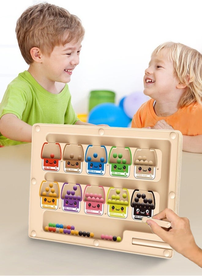 Maze Toy,Magnetic Color and Number Maze Wooden Sorting and Counting Board Matching Toys Magnet Puzzle Game Fine Motor Skills Learning Wooden Toys, Magnetic Color and Number Matching Counting Maze Game For Preschoolers Kids Boys Girls - Image 1