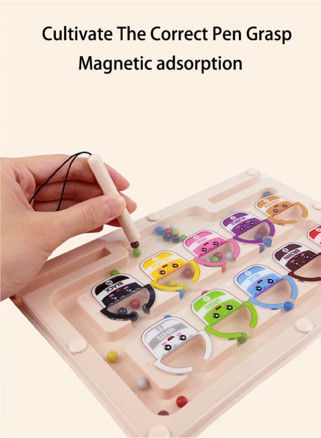 Maze Toy,Magnetic Color and Number Maze Wooden Sorting and Counting Board Matching Toys Magnet Puzzle Game Fine Motor Skills Learning Wooden Toys, Magnetic Color and Number Matching Counting Maze Game For Preschoolers Kids Boys Girls - Image 4