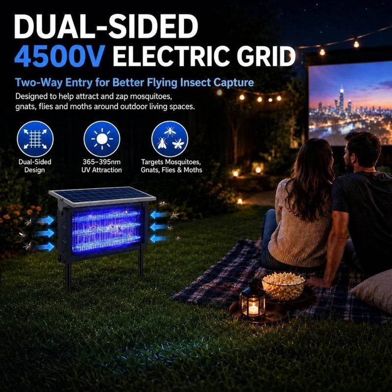 Solar Bug Zapper Outdoor, 3500V Rechargeable Mosquito Zapper 4000mAh Battery, Detachable Solar Panel, Mosquito Killer Indoor, Cordless Fly Insect Zapper Waterproof for Patio Garden Camping - Image 4