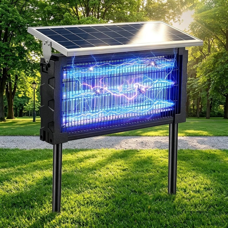 Solar Bug Zapper Outdoor, 3500V Rechargeable Mosquito Zapper 4000mAh Battery, Detachable Solar Panel, Mosquito Killer Indoor, Cordless Fly Insect Zapper Waterproof for Patio Garden Camping - Image 1