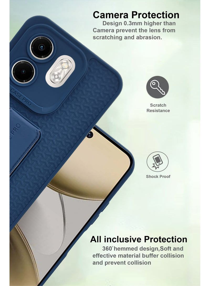 For Infinix Smart 9 Flexible Silicone Case With Magnetic Hand Grip Holder & Kickstand - Strong Grip for Magnetic Car Holder, Stylish & Functional, Ultimate Convenience & Hands-Free Viewing - Blue - Image 4