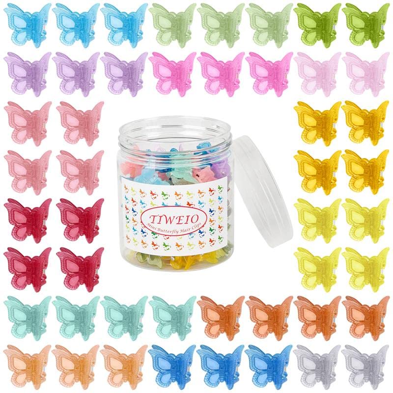 50 Pieces Butterfly Hair Clips Jelly Color Mini Clips  Beautiful Accessories for Women and Girls with Box Packaged  15 Matte Candy Colors