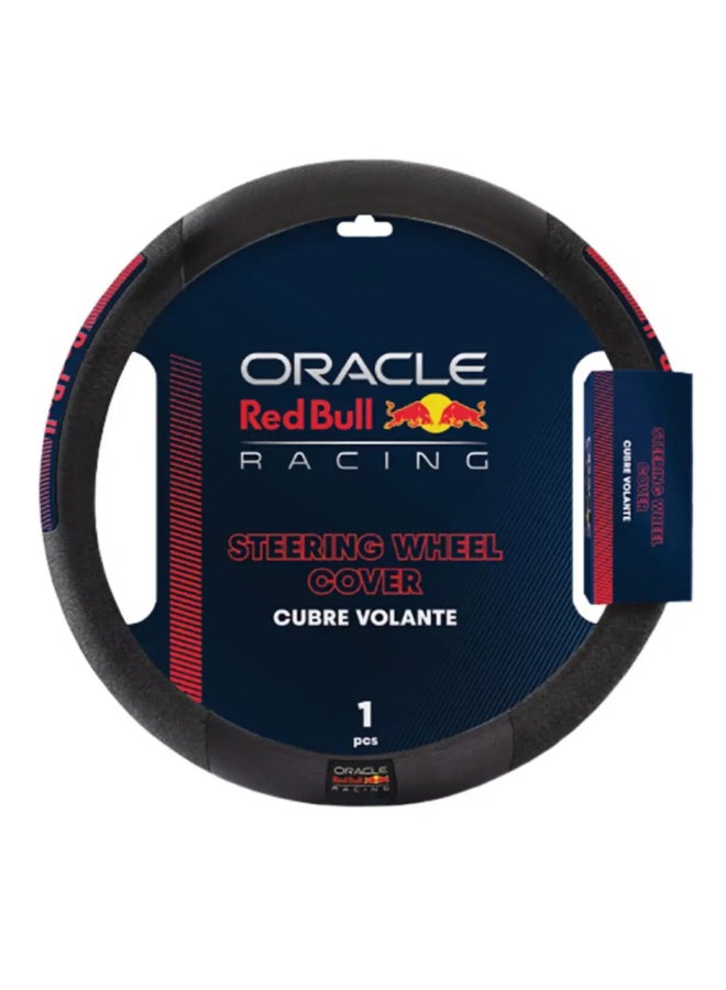 Red Bull Oracle Racing Universal Fit Steering Wheel Cover Black and Red 38 x 5 x 38 cm RBSWC003BR  - Image 1