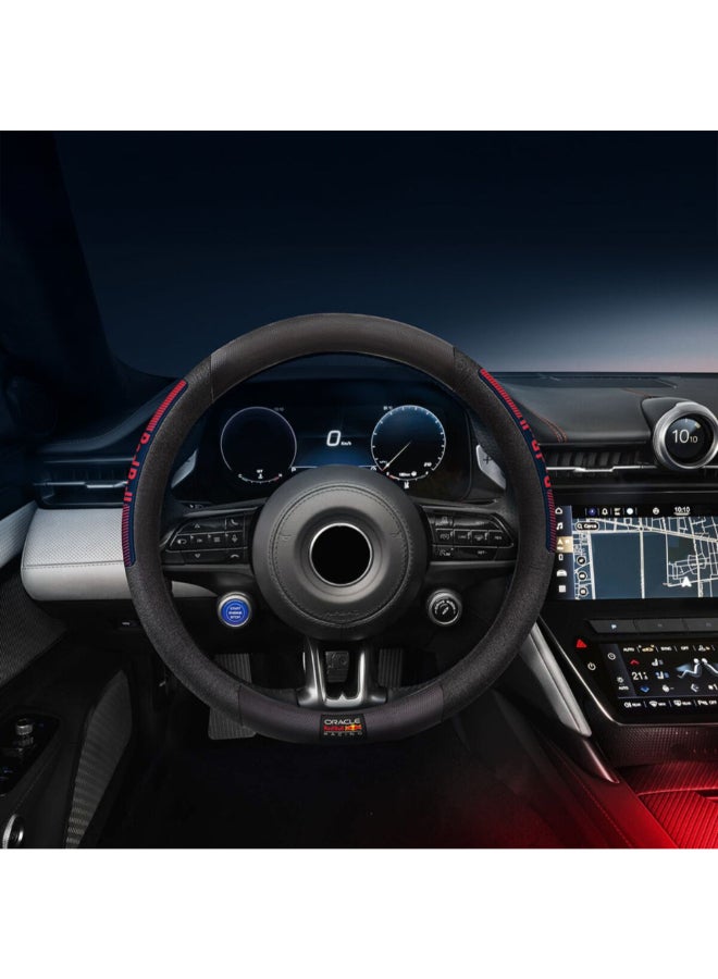 Red Bull Oracle Racing Universal Fit Steering Wheel Cover Black and Red 38 x 5 x 38 cm RBSWC003BR  - Image 2