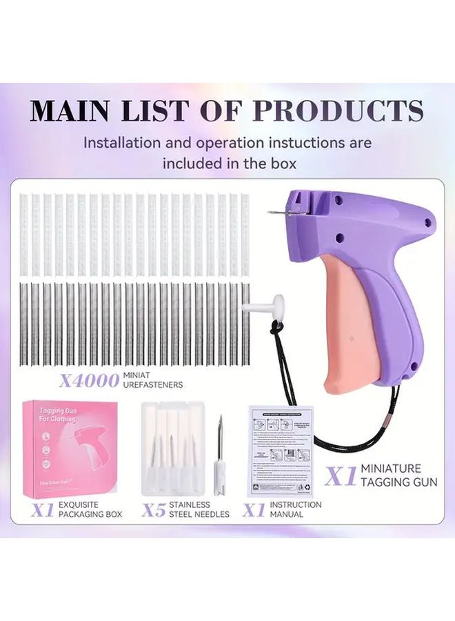 Micro Tag Gun Purple Clothing Repair Kit with 4000 Adhesive Pins 5 Needles - Image 2
