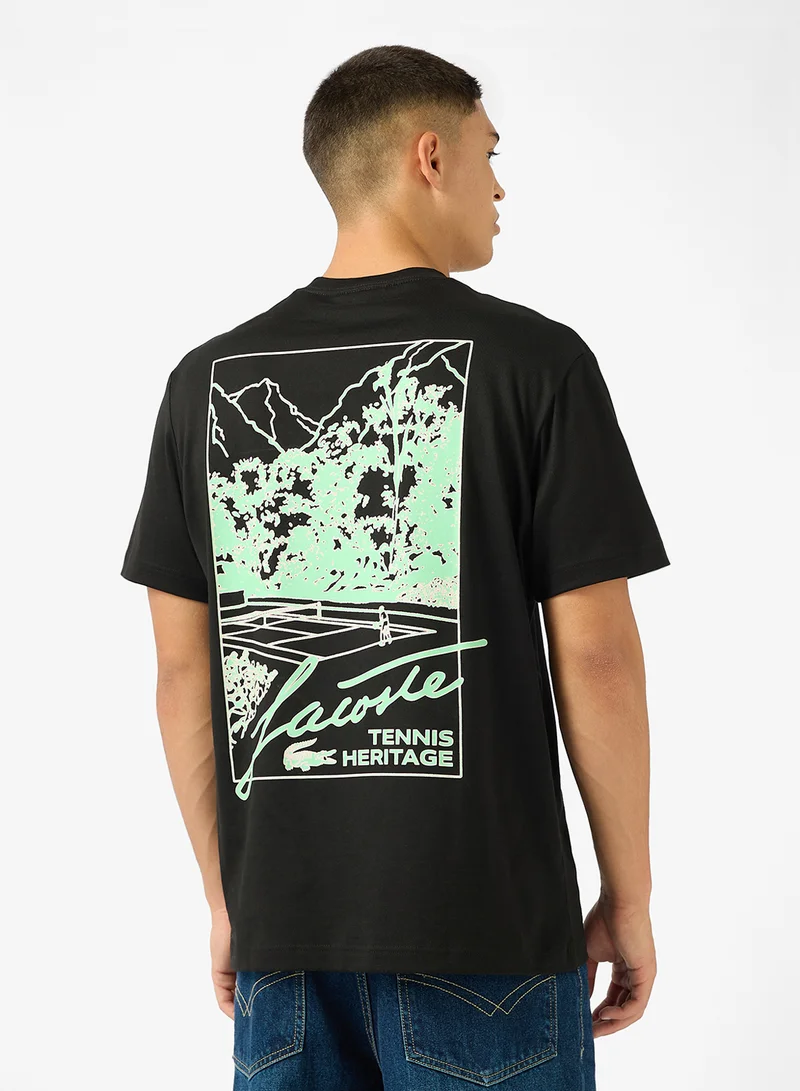 LACOSTE Classic Fit Printed Crew Neck T-Shirt