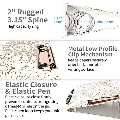 Ospelelf Mini 3 Ring Binder 2 Inch for 5.5" x 8.5" With 5 Tab Dividers, File Folder Labels and Low Profile Clipboards - Cute Tarot Cards Binder for School and Office Supplies - Image 2
