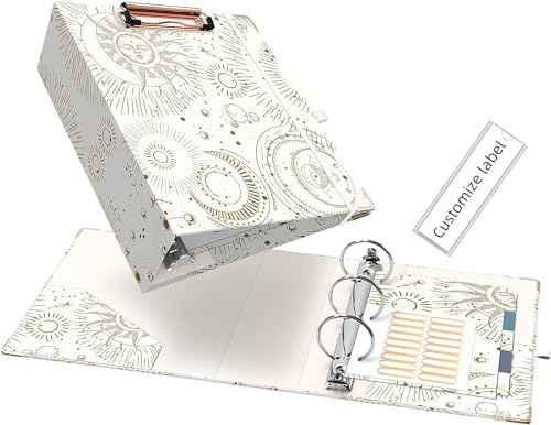 Ospelelf Mini 3 Ring Binder 2 Inch for 5.5" x 8.5" With 5 Tab Dividers, File Folder Labels and Low Profile Clipboards - Cute Tarot Cards Binder for School and Office Supplies - Image 1