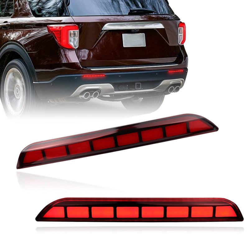 GEEGEETOP Red Lens LED Rear Reflector Bumper Fog Light Assembly Compatible With 20202023 Ford Explorer Functions as TailBrake Light 2In1 RED STYLE
