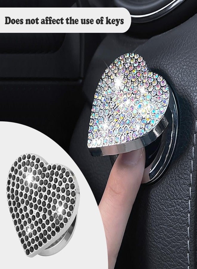 IHOTDER Bling Push Start Button Cover with Rhinestone,Heart Push to Start Button Cover for Car Decor,Diamond Engine Start Button Cover Car Accessories Interior for Women & Girl (Black) - Image 5