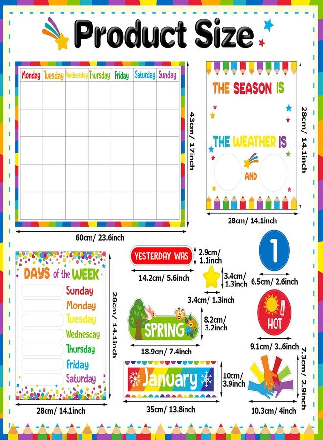 Tenare Calendar Bulletin Board Set, Calendar Seasons Weather Chart Bulletin Board and Classroom Display with Stickers for School Classroom Bedroom Wall Decoration (Multicolored Style) - Image 2