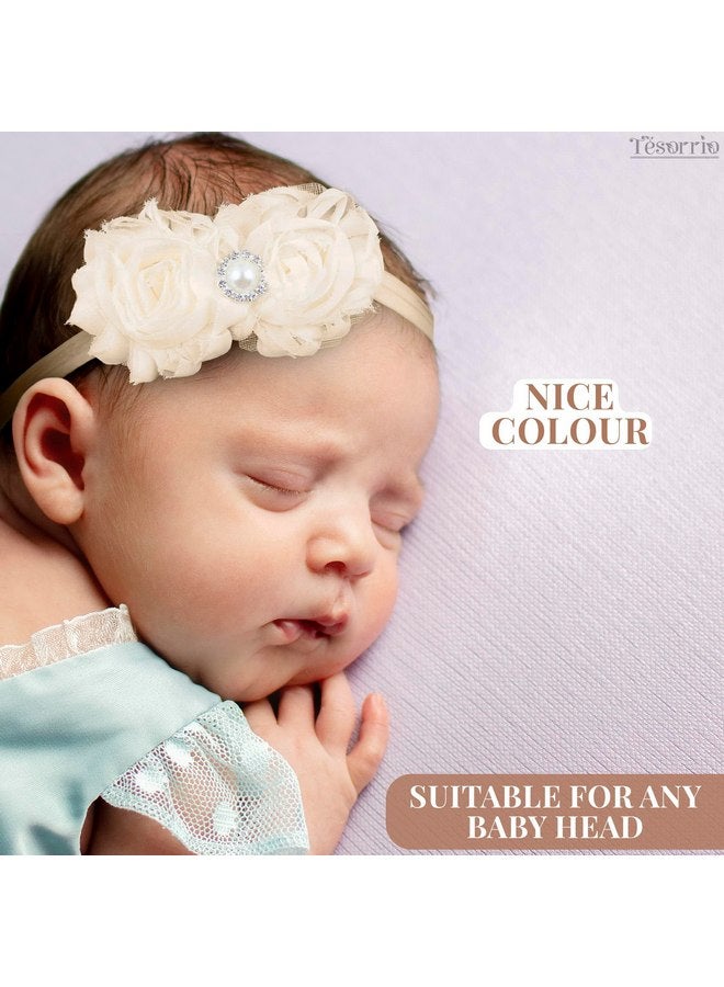 Tesorrio Baby Girl Flower Headband and Hair Accessories - Floral Headpiece with Bows for Newborn and Infant Girls - Image 3