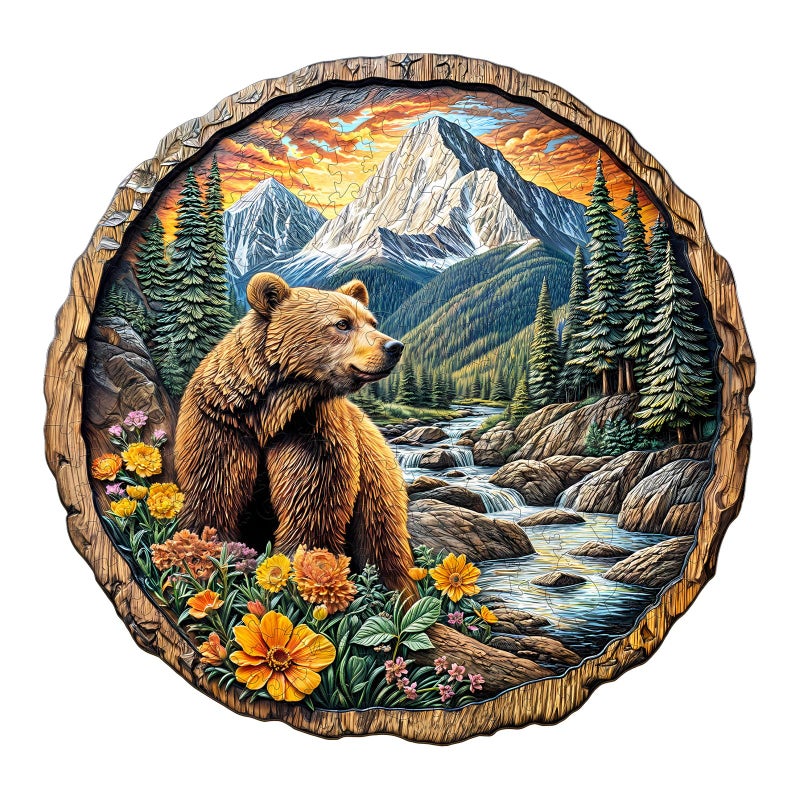 Purdicra Wooden Puzzles for Adults Majestic Bear Jigsaw Puzzles with Unique Animal Shape Wood Challenging Puzzles Ideal for Adults Christmas Birthday Gifts for Family Puzzle Game Lovers 85x82 100pcs - Image 3