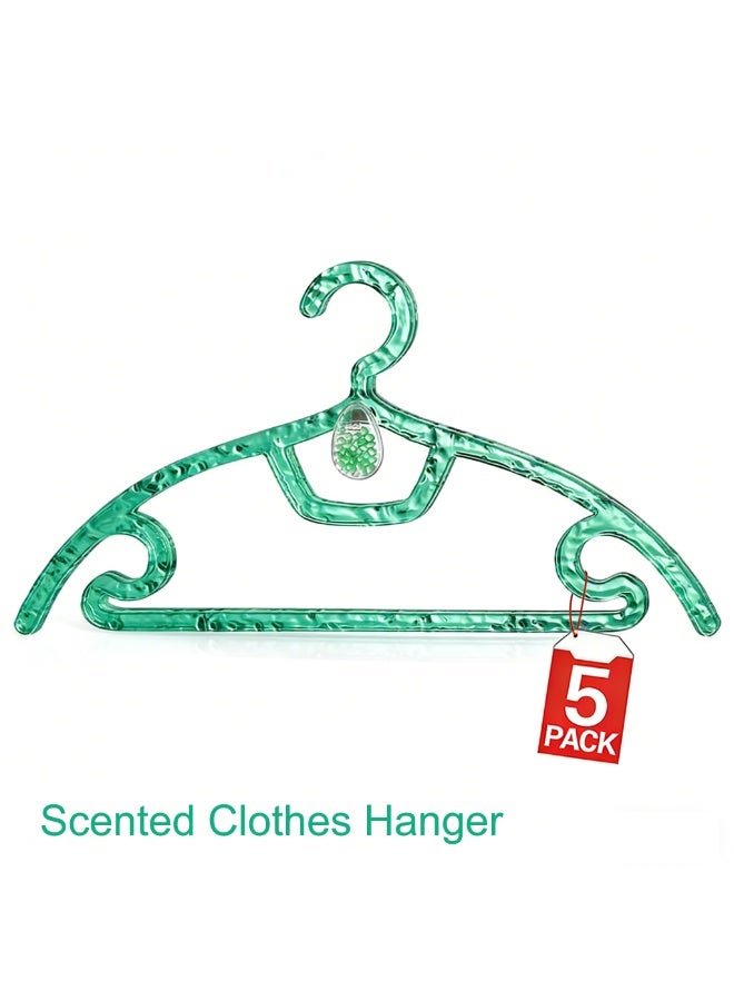 5pcs Plastic Hangers With Aromatherapy Boxes,  Closet Storage Organizer,Anti Slip Clothes Hangers for Jacket, Shirt, Dress, Pants