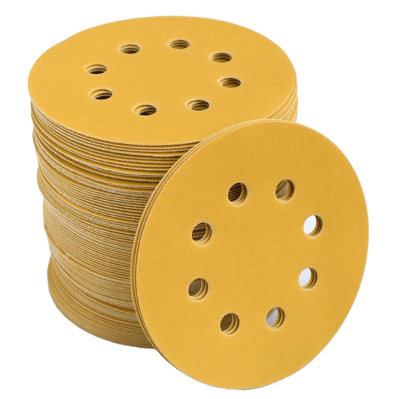 Aiyard 5-Inch 8-Hole Hook and Loop Sanding Discs 800-Grit Random Orbit Sandpaper, 100-Pack - Image 1