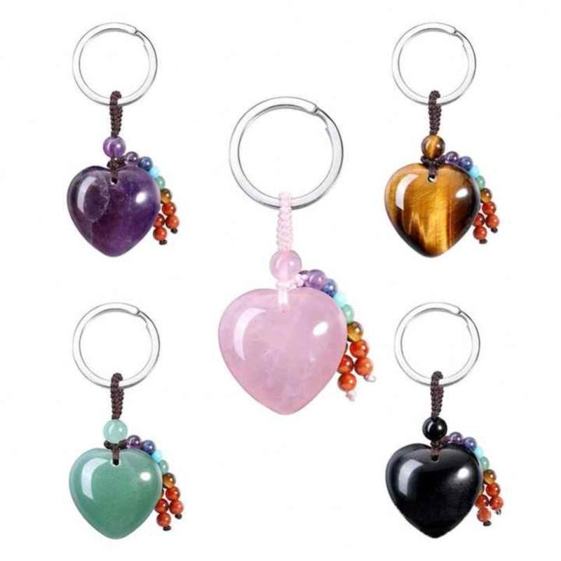 Heart Keychain 3CM Purple Natural Amethyst Healing Gemstone - Handcrafted Unique Heart Pendant for Couple Daily Use - Image 3