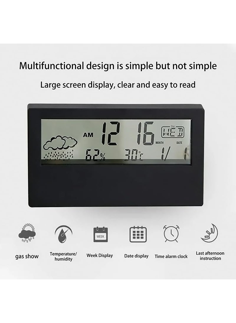 GLUN Backlight LED Digital Alarm Clock Black Colour with Snooze Function Data Time Calendar and Temperature Battery Operated for Bedrooms Office Table and Desk