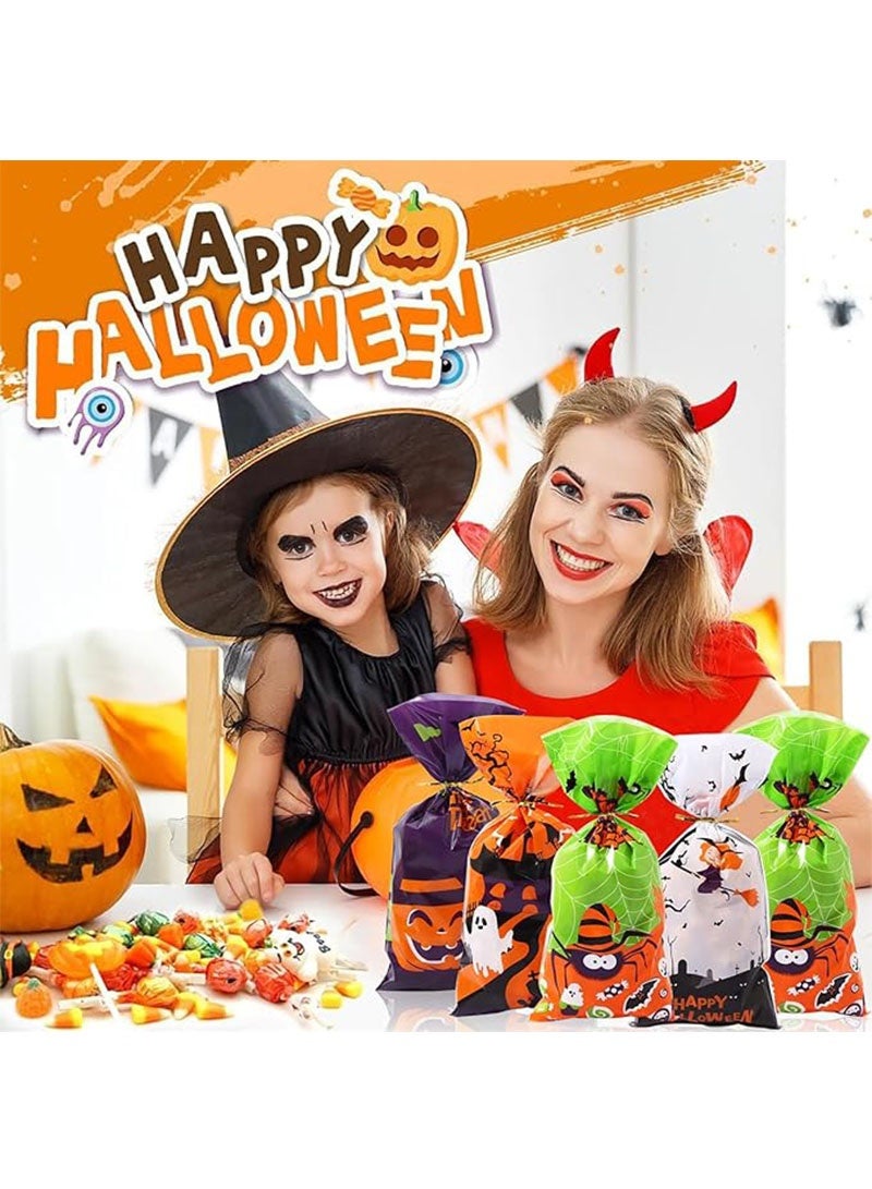 يواوليتي زينة عيد الهالوين، أكياس حلوى عيد الهالوين 100 قطعة، أكياس عيد الهالوين مع أربطة ملتوية لمستلزمات حفلات عيد الهالوين - Image 4