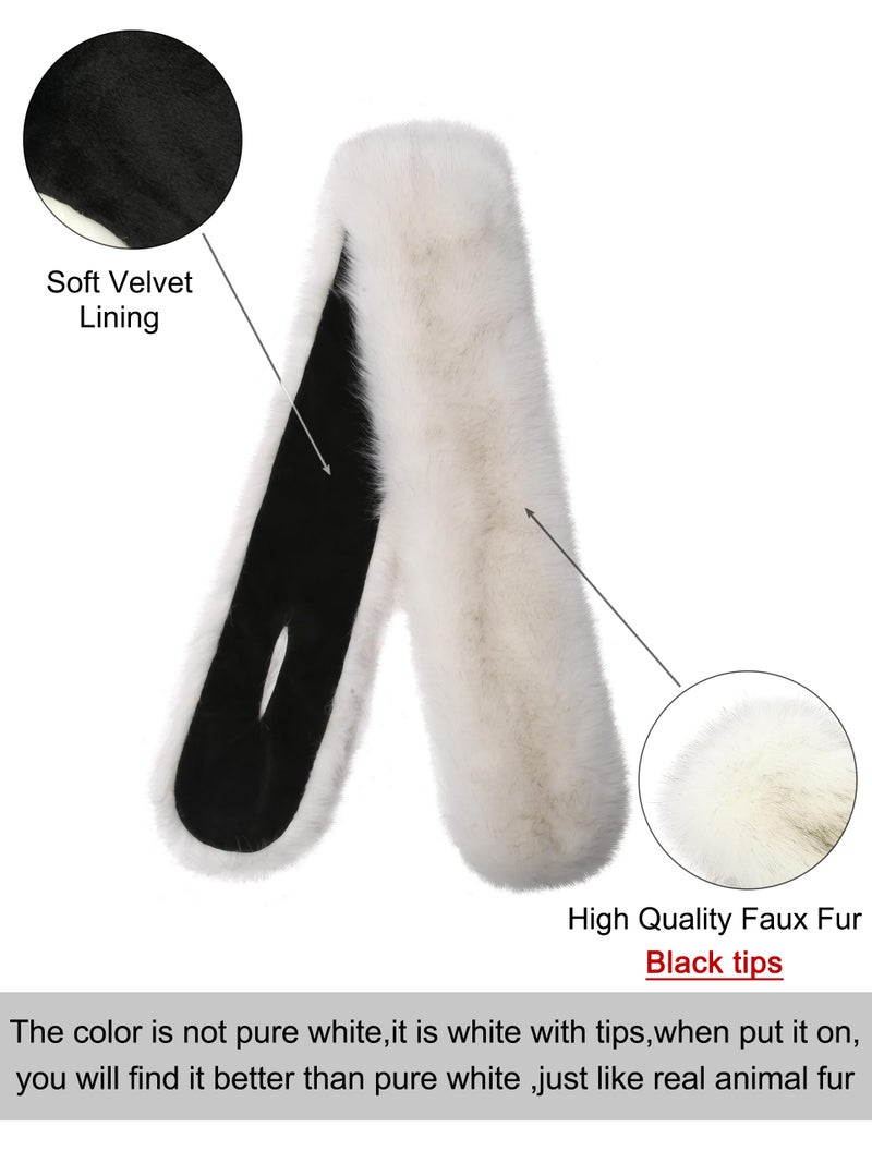 LA CARRIE Women's Faux Fur Collar Scarf Wrap Shawl Cold Winter Warmer(White,XXL) - Image 4