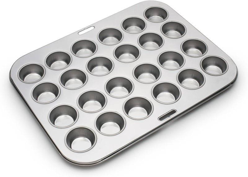 Fox Run Mini Muffin and Cupcake Pan, 24 Mini Cups, Stainless Steel Baking Pan, 10.5 x 13.75 x 1.5 inches, - Image 1
