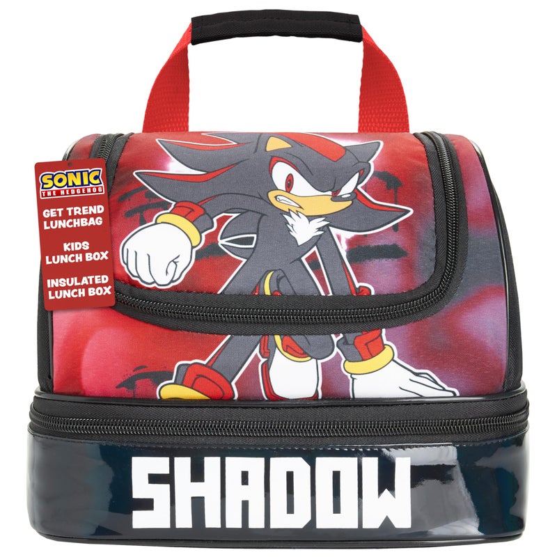Get Trend SONIC THE HEDGEHOG Lunch Box Shadow Insulated with Two Compartments for Kids Teens Travel Picnic Beach (Black Shadow) - Image 1