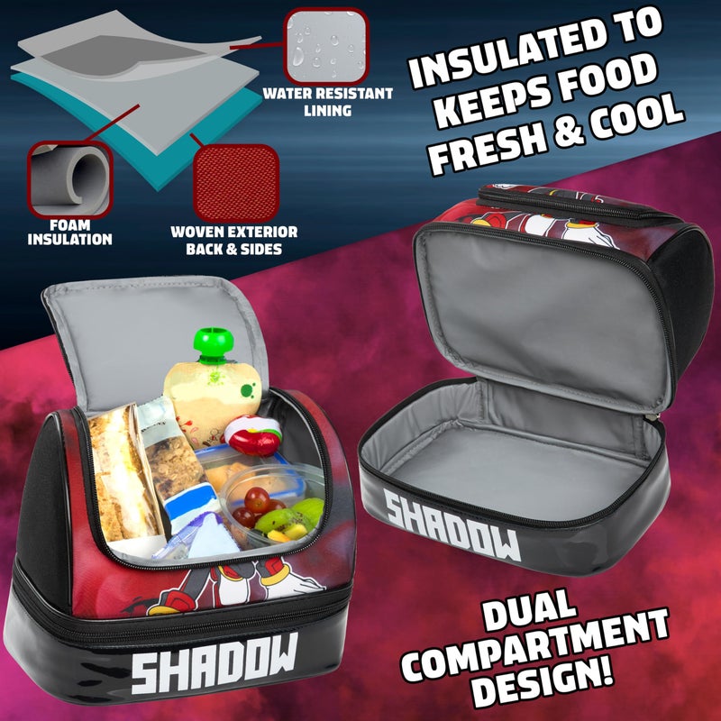 Get Trend SONIC THE HEDGEHOG Lunch Box Shadow Insulated with Two Compartments for Kids Teens Travel Picnic Beach (Black Shadow) - Image 4