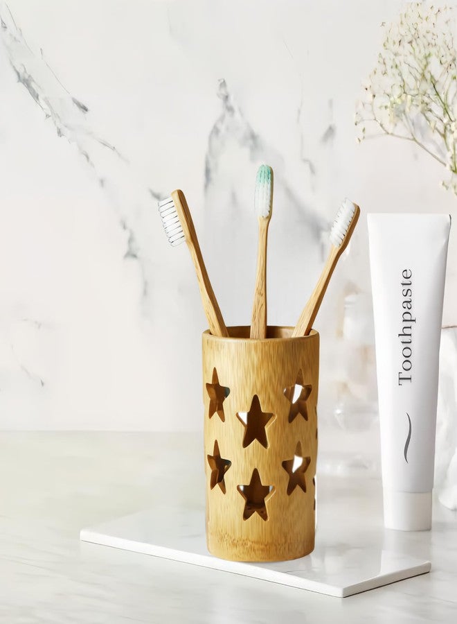 stablerice Eco-Friendly Bamboo Toothbrush Holders with Drainage-Toothbrush and Toothpaste Holder-Wood Toothbrush Holder for Bathrooms Well-Vented Bamboo Toothbrush Holder Pen Holder Makeup Brush Holder - Image 4