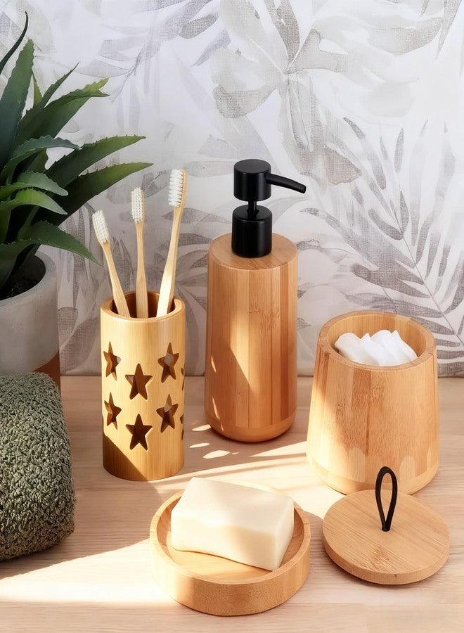 stablerice Eco-Friendly Bamboo Toothbrush Holders with Drainage-Toothbrush and Toothpaste Holder-Wood Toothbrush Holder for Bathrooms Well-Vented Bamboo Toothbrush Holder Pen Holder Makeup Brush Holder - Image 2