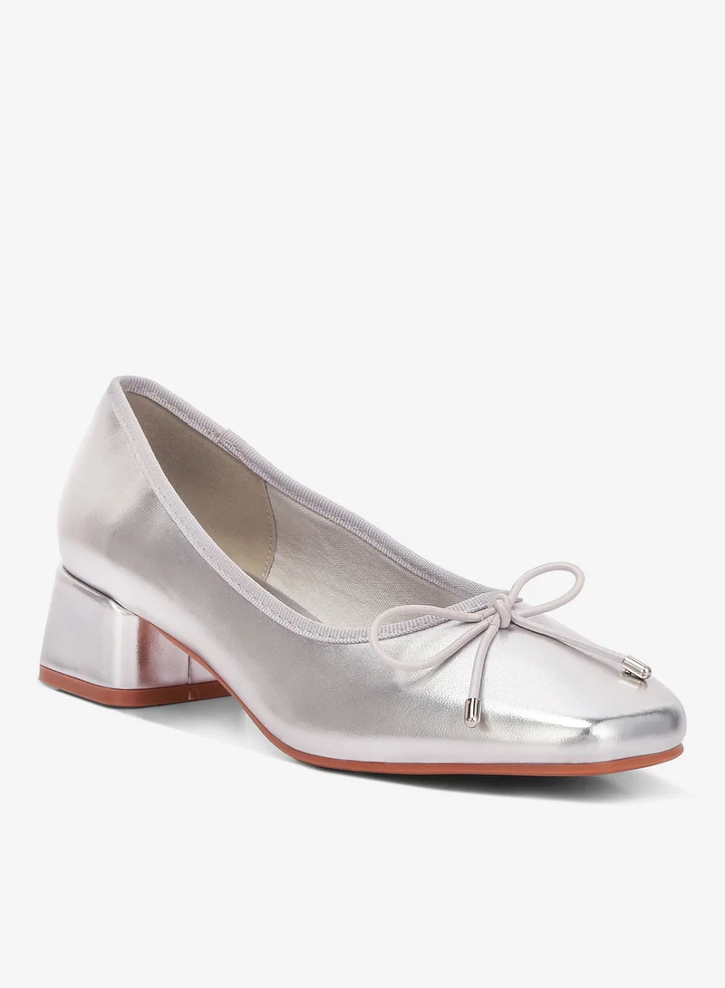 London Rag  Metallic Low Block Heel Ballerinas in Silver for Women | Best Price UAE
