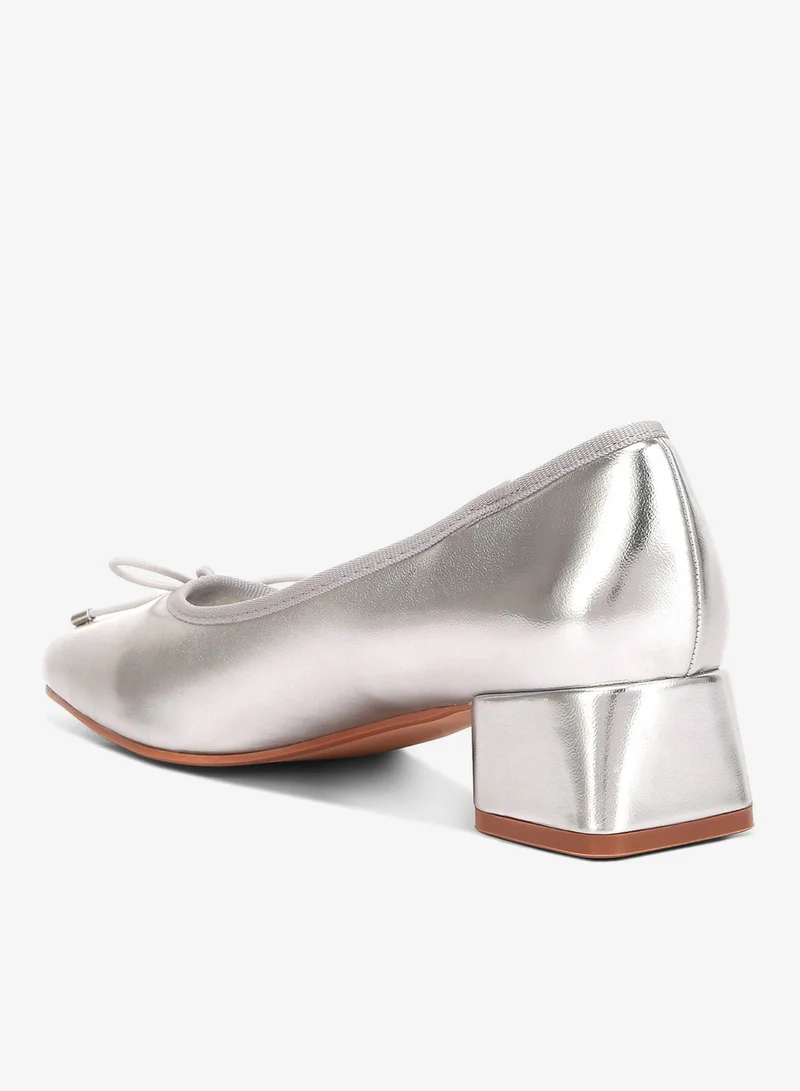 London Rag  Metallic Low Block Heel Ballerinas in Silver for Women | Best Price UAE