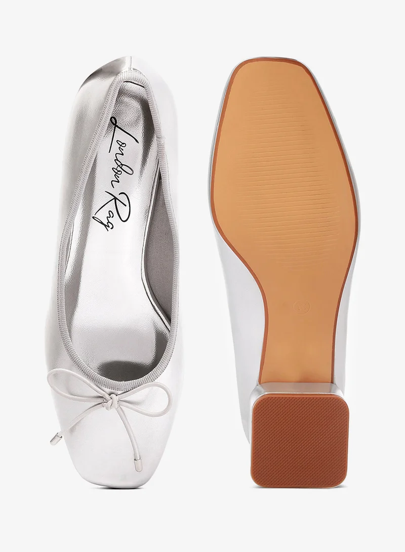 London Rag  Metallic Low Block Heel Ballerinas in Silver for Women | Best Price UAE