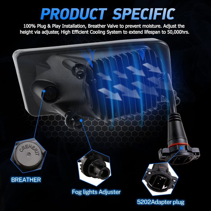 Z-OFFROAD مصابيح ضباب LED جديدة من Z-OFFROAD لمصد السيارة لسيارات 2007-2014 سيلفرادو و2007-2015 سوبربان وتاهو و2007-2013 أفالانش وGMC يوكون بيك أب - أسود - Image 3