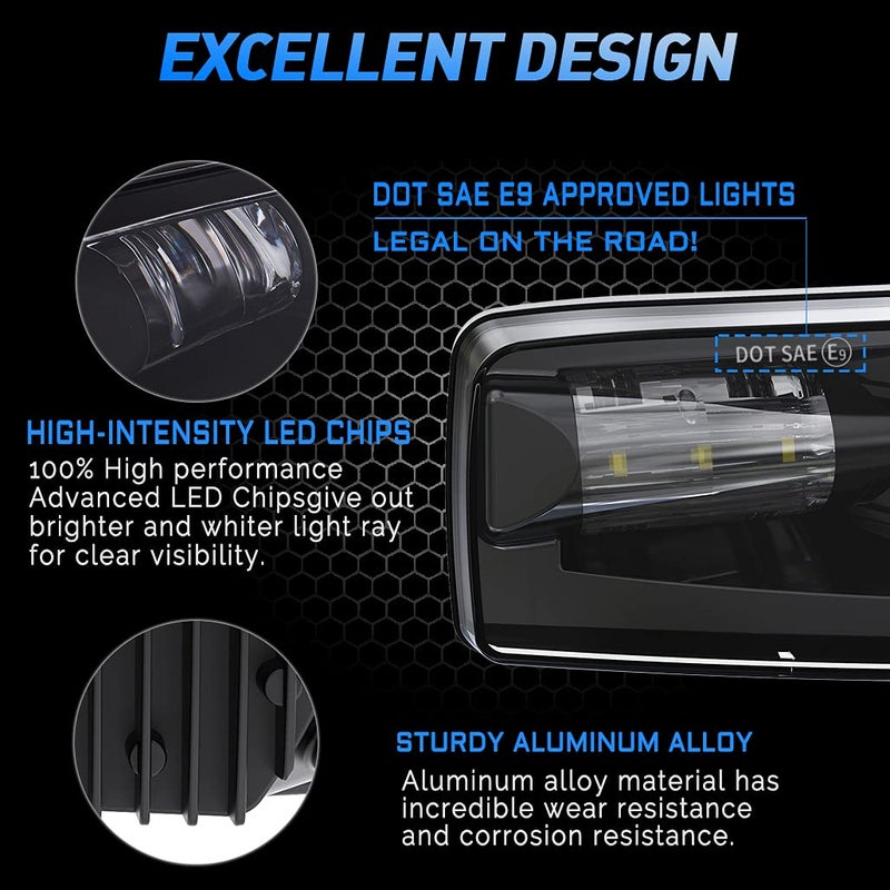 Z-OFFROAD مصابيح ضباب LED جديدة من Z-OFFROAD لمصد السيارة لسيارات 2007-2014 سيلفرادو و2007-2015 سوبربان وتاهو و2007-2013 أفالانش وGMC يوكون بيك أب - أسود - Image 2