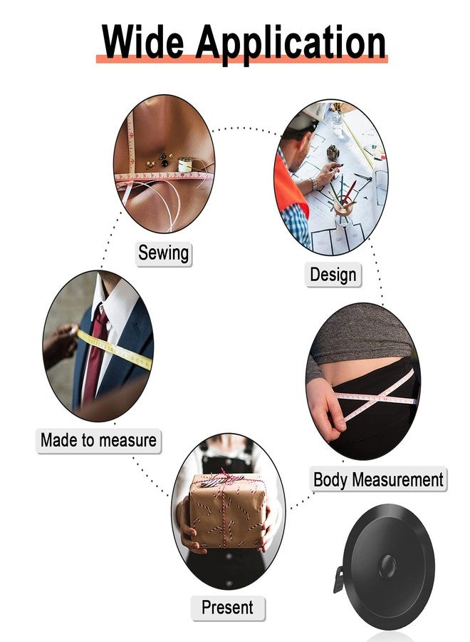 DiCUNO Tape Measure Retractable, Soft Measuring Tape for Body Sewing Tailor Cloth Fabric Craft, 60 Inch/1.5M Black Dual Sided Measurements, Small Pocket Size, 1 Pack - Image 5