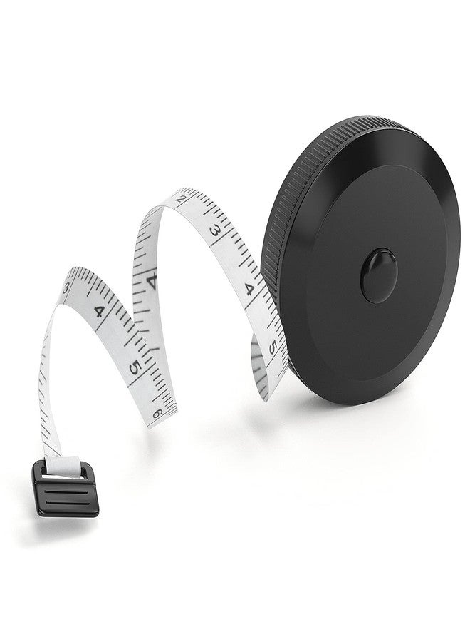 DiCUNO Tape Measure Retractable, Soft Measuring Tape for Body Sewing Tailor Cloth Fabric Craft, 60 Inch/1.5M Black Dual Sided Measurements, Small Pocket Size, 1 Pack - Image 1