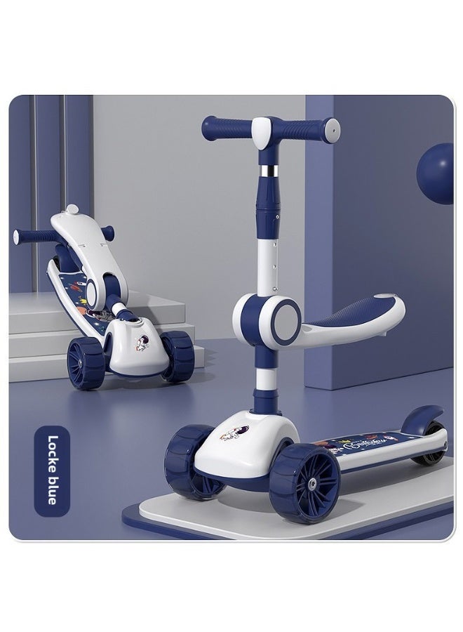 دراجة MS MART ثلاثية العجلات قابلة للتحويل إلى دراجة ثلاثية العجلات من البولي يوريثان، مناسبة للأولاد والبنات - أزرق - Image 3