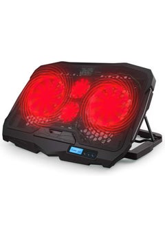 Generic Laptop Cooling Pad with Red LED Light, 4 Quiet Fans, Aluminum Surface, Dual USB Ports, LCD Display, Fits 10''-15.6'' Laptops  - Image 1