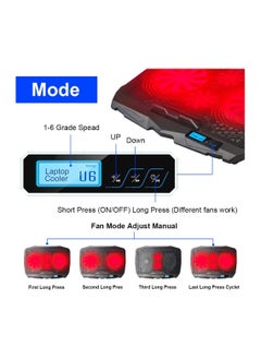 Generic Laptop Cooling Pad with Red LED Light, 4 Quiet Fans, Aluminum Surface, Dual USB Ports, LCD Display, Fits 10''-15.6'' Laptops  - Image 3
