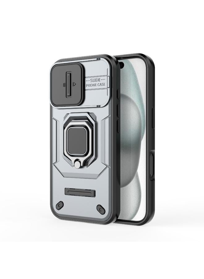 اس-توب جراب لهاتف iPhone 16 مزود بدرع منزلق من مادة TPU + PC، جراب هاتف مقاوم للصدمات مع حامل - Image 1