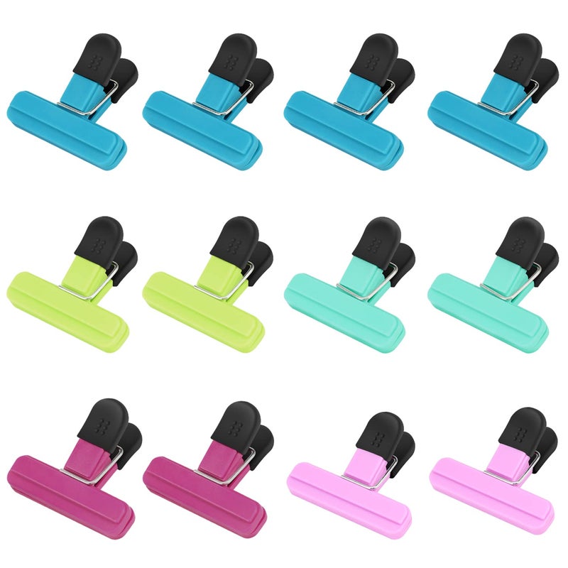 TACGEA Chip Clips 12 Pack Food Clips Bag Clips for Food Storage with Air Tight Seal Grip 3x25