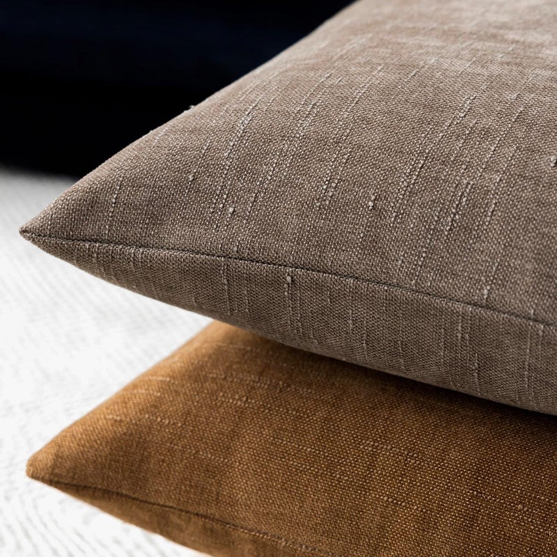 Foindtower Pack of 2 Soft Textured Throw Decorative Pillow Covers Square Accent Solid Cushion Cover Cozy Farmhouse Pillow Case with Zipper for Couch Sofa Bedroom Living Room 20x20 Inch, Taupe - Image 5