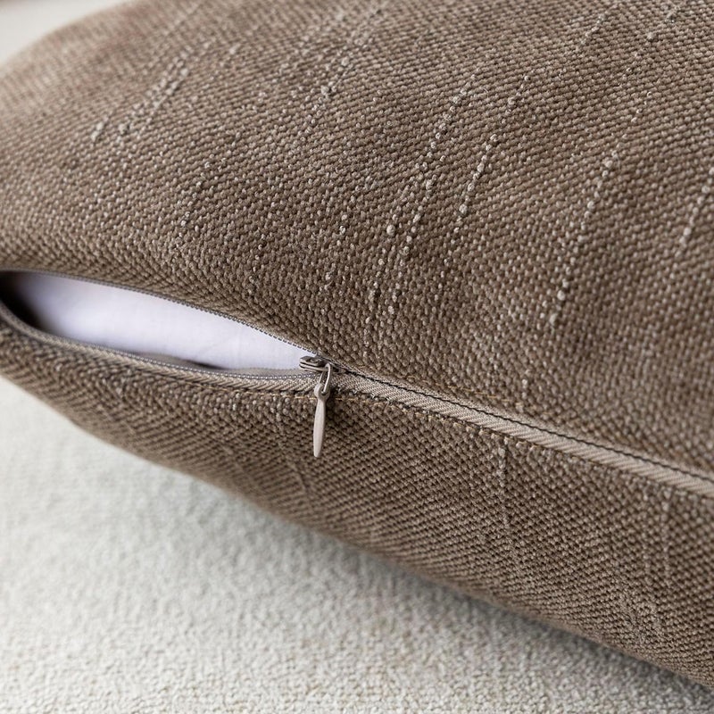 Foindtower Pack of 2 Soft Textured Throw Decorative Pillow Covers Square Accent Solid Cushion Cover Cozy Farmhouse Pillow Case with Zipper for Couch Sofa Bedroom Living Room 20x20 Inch, Taupe - Image 4