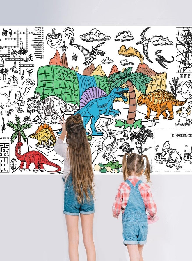 Leezead Dinosaur Giant Coloring Poster, 72 x 30 Inches Large Dinosaur Themed Coloring Poster&Table Cover Dinosaurs Activity Drawing Paper Tablecloth for Home Classroom Party Supplies Decorations - Image 4