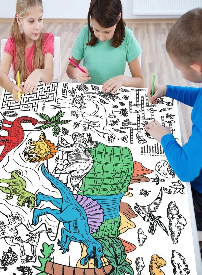 Leezead Dinosaur Giant Coloring Poster, 72 x 30 Inches Large Dinosaur Themed Coloring Poster&Table Cover Dinosaurs Activity Drawing Paper Tablecloth for Home Classroom Party Supplies Decorations - Image 5