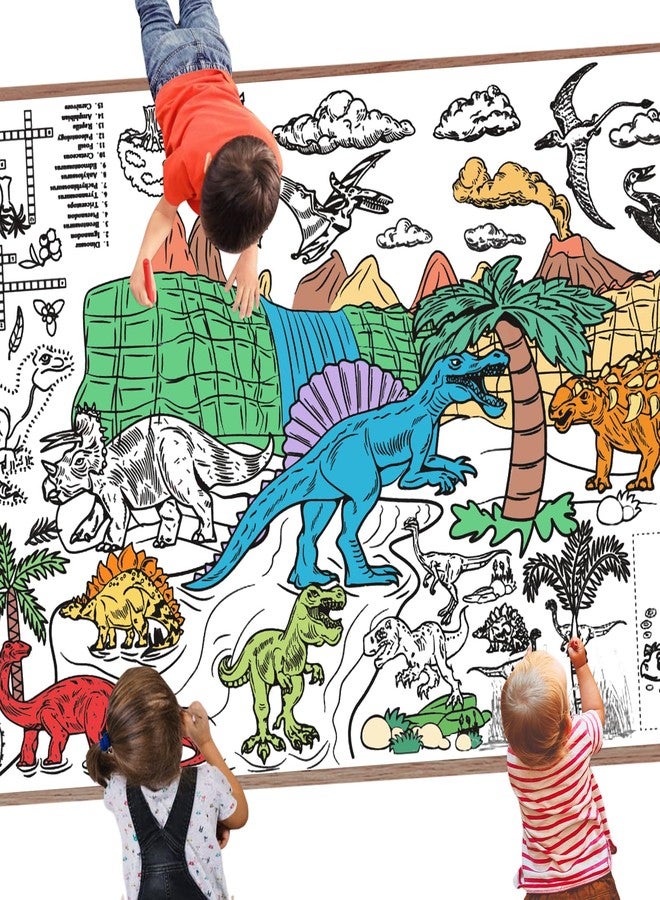 Leezead Dinosaur Giant Coloring Poster, 72 x 30 Inches Large Dinosaur Themed Coloring Poster&Table Cover Dinosaurs Activity Drawing Paper Tablecloth for Home Classroom Party Supplies Decorations - Image 1