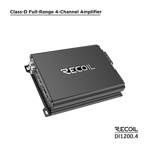 Recoil DI1200-4 Full-Range Class-D 4-Channel Car Audio Amplifier, 2,400 Watts, 2-4 Ohm Stable, MOSFET Power Supply, Bridgeable - Image 2