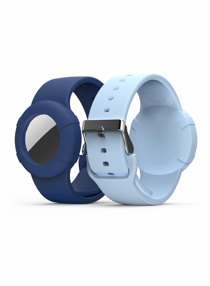 Airtag Wristbands for Kids Soft Silicone Airtag Bracelet Lightweight Waterproof Band Compatible with Apple Airtag Watch Band for Children and Toddler 2 Pcs - Image 1